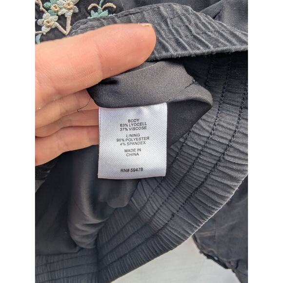 A Moss Womens Full Zip Floral Embroidered Bomber Jacket XS Black Lyocell Blend - Picture 5 of 7